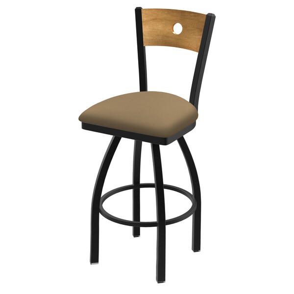 25" Swivel Counter Stool, Black Wrinkle, Med Back, Canter Sand Seat